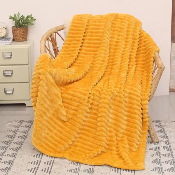 Catalonia Yellow Fleece Throw Blanket for Couch Super Soft Fuzzy Plush Blanket for Adults and Kids All Seasons Lounging Velvet Blanket Living Room Decor BlanketFleece Throw 50x60 Inch Golden Yellow