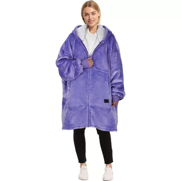 Catalonia Zip Up Blanket Hoodie Sweatshirt Oversized Sherpa Pullover Jacket Coat for Men Women Comfortable Gift for Her PurpleOne Size Purple