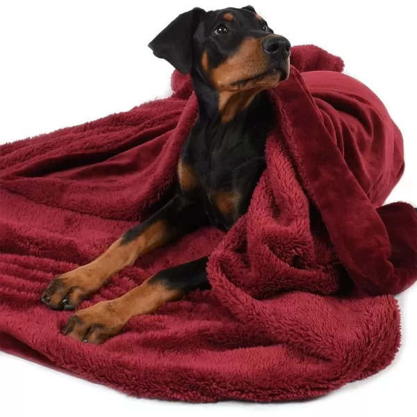 Kritter Planet Large Dog Blanket Super Soft Fluffy Sherpa Fleece Dog Couch Blankets and Throws for Large Medium Small Dogs Puppy Doggy Pet Cats 50x60 inchesRed