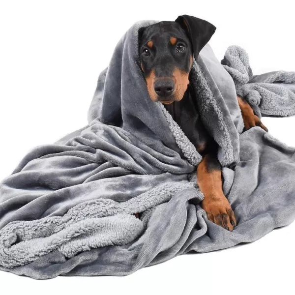 Kritter Planet Large Dog Blanket Super Soft Fluffy Sherpa Fleece Dog Couch Blankets and Throws for Large Medium Small Dogs Puppy Doggy Pet Cats 50x60 inchesGrey amp Grey