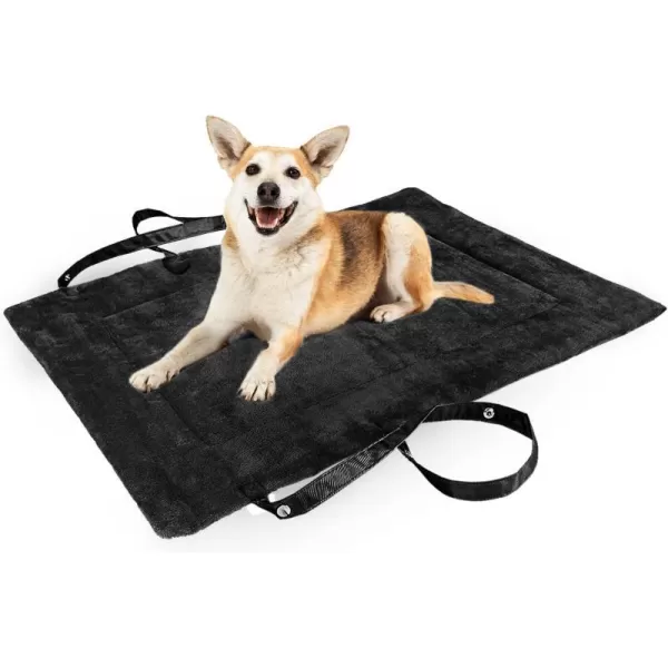 Kritter Planet Reversible Waterproof Dog Bed Pad for Camping Travel Portable Car Seat Pet Cushion Mat with Handles for Small Medium Dogs Cats Indoor and Outdoor UseBlack