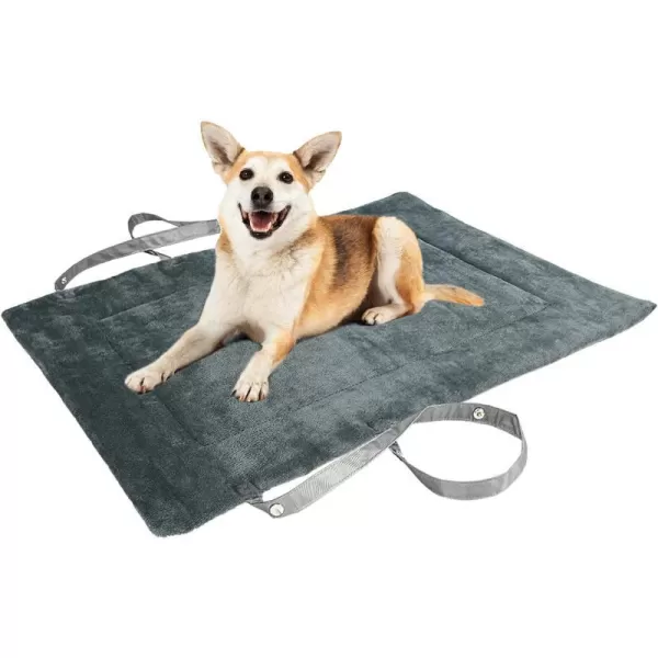 Kritter Planet Reversible Waterproof Dog Bed Pad for Camping Travel Portable Car Seat Pet Cushion Mat with Handles for Small Medium Dogs Cats Indoor and Outdoor UseGrey