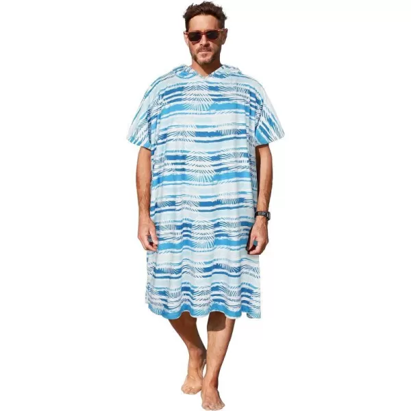 Surf Poncho Changing Towel Robe for Adults Men Women Hooded Wetsuit Change Poncho for Surfing Swimming Bathing Water Absorbent OversizedAqua Leaf