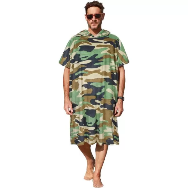 Surf Poncho Changing Towel Robe for Adults Men Women Hooded Wetsuit Change Poncho for Surfing Swimming Bathing Water Absorbent OversizedCamouflage