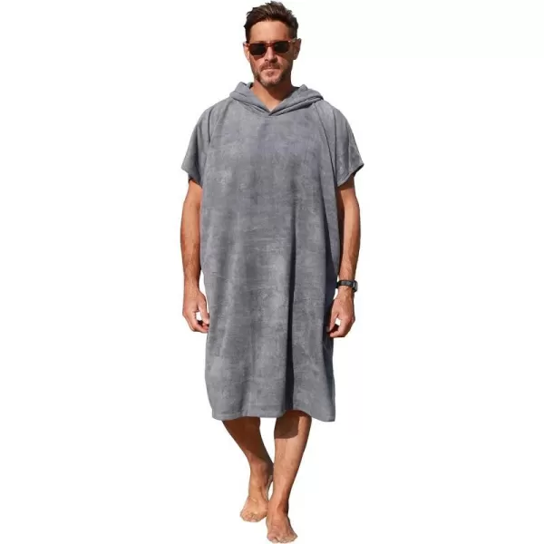 Surf Poncho Changing Towel Robe for Adults Men Women Hooded Wetsuit Change Poncho for Surfing Swimming Bathing Water Absorbent OversizedGrey