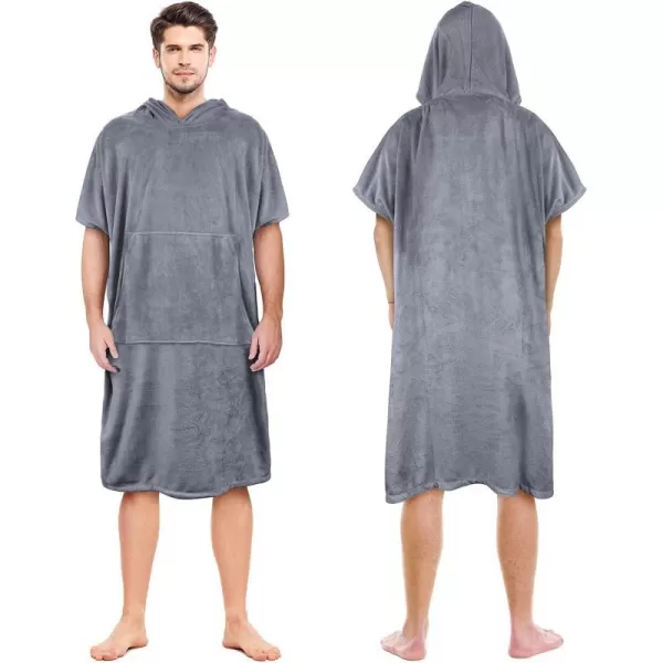 Surf Poncho Changing Towel Robe for Adults Men Women Hooded Wetsuit Change Poncho for Surfing Swimming Bathing Water Absorbent OversizedGreywith Pocket