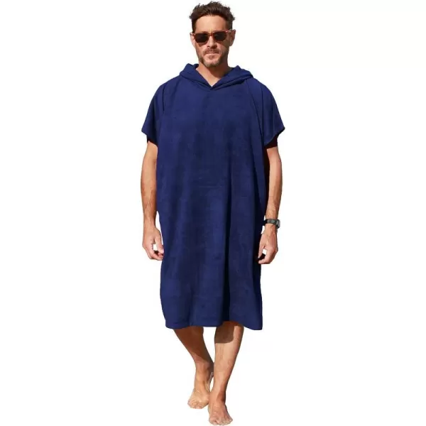 Surf Poncho Changing Towel Robe for Adults Men Women Hooded Wetsuit Change Poncho for Surfing Swimming Bathing Water Absorbent OversizedNavy