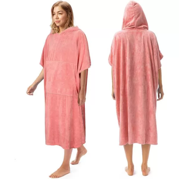 Surf Poncho Changing Towel Robe for Adults Men Women Hooded Wetsuit Change Poncho for Surfing Swimming Bathing Water Absorbent OversizedPeach Pinkwith Pocket