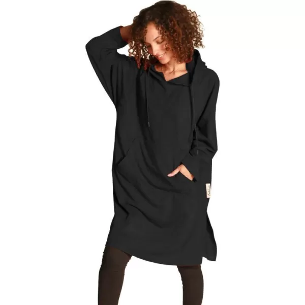 Womens Hoodie Sweatshirt Dress Casual Pullover Sweater with Kangaroo Pocket One SizeBlack