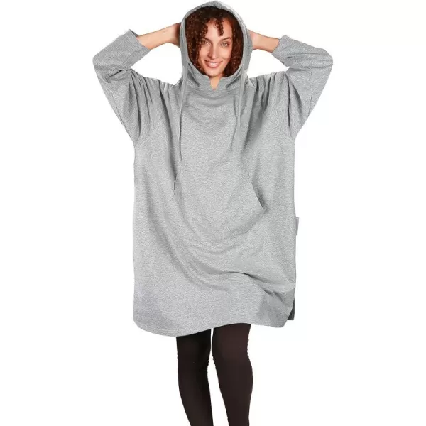 Womens Hoodie Sweatshirt Dress Casual Pullover Sweater with Kangaroo Pocket One SizeGray