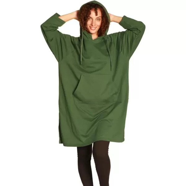 Womens Hoodie Sweatshirt Dress Casual Pullover Sweater with Kangaroo Pocket One SizeGreen