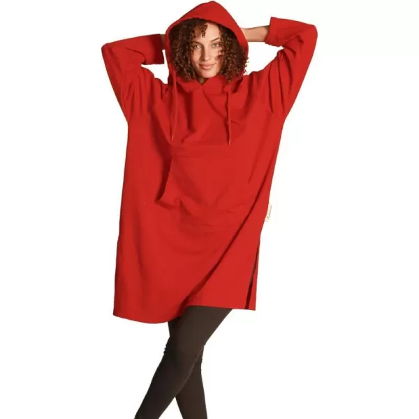 Womens Hoodie Sweatshirt Dress Casual Pullover Sweater with Kangaroo Pocket One SizeRed