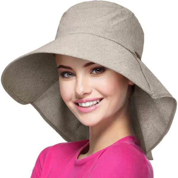 Womens Wide Brim Sun Protection Hat wFlap Neck Cover for Summer Safari HikingWomens Wide Brim Sun Protection Hat wFlap Neck Cover for Summer Safari Hiking