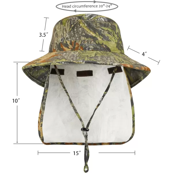 Catalonia Sun Hat for MenOutdoor Wide Brim Hat with Neck Flap Cover for Fishing Hiking Safari GardeningCamo Style C  Side Mesh