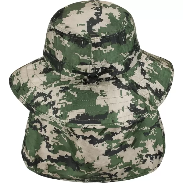 Catalonia Sun Hat for MenOutdoor Wide Brim Hat with Neck Flap Cover for Fishing Hiking Safari GardeningDigign Camo  Side Mesh