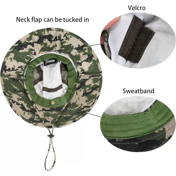 Catalonia Sun Hat for MenOutdoor Wide Brim Hat with Neck Flap Cover for Fishing Hiking Safari GardeningDigign Camo  Side Mesh