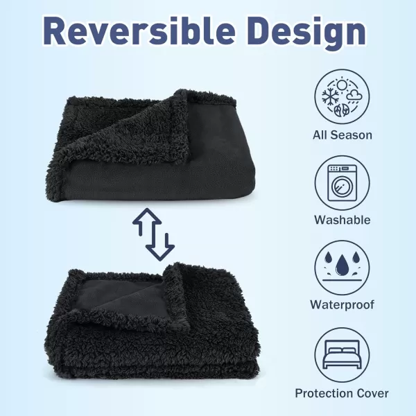 Kritter Planet Waterproof Dog Blanket Reversible Pee Proof Couch Cover for Pets Furniture Protector for Sofa Bed Washable Hair Resistant Stain ProofBlackBlack