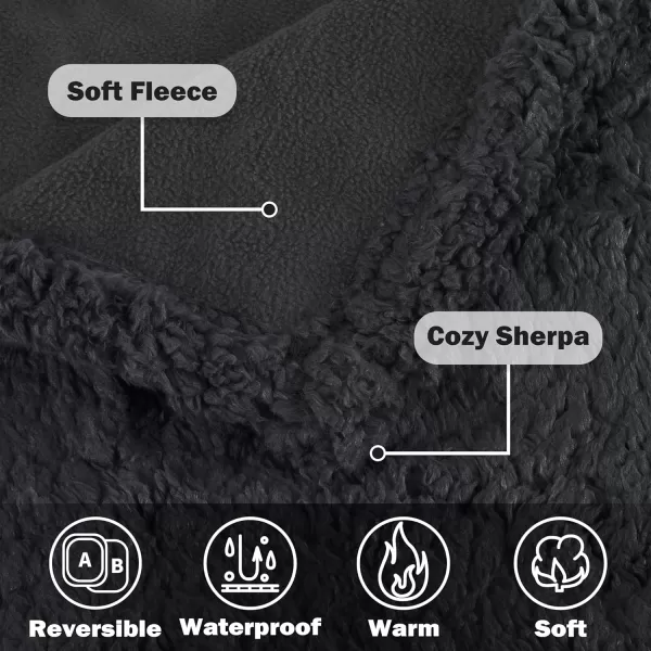 Kritter Planet Waterproof Dog Blanket Reversible Pee Proof Couch Cover for Pets Furniture Protector for Sofa Bed Washable Hair Resistant Stain ProofBlackBlack