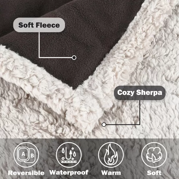 Kritter Planet Waterproof Dog Blanket Reversible Pee Proof Couch Cover for Pets Furniture Protector for Sofa Bed Washable Hair Resistant Stain ProofBrownTaupe