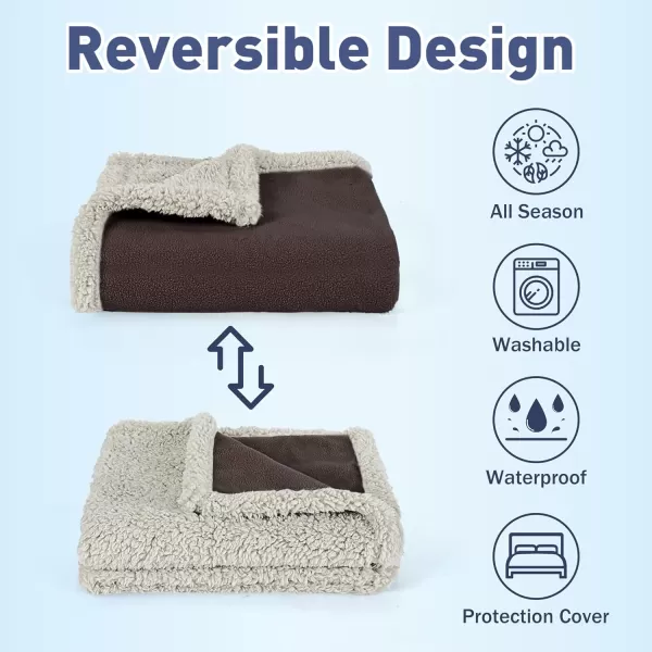 Kritter Planet Waterproof Dog Blanket Reversible Pee Proof Couch Cover for Pets Furniture Protector for Sofa Bed Washable Hair Resistant Stain ProofBrownTaupe