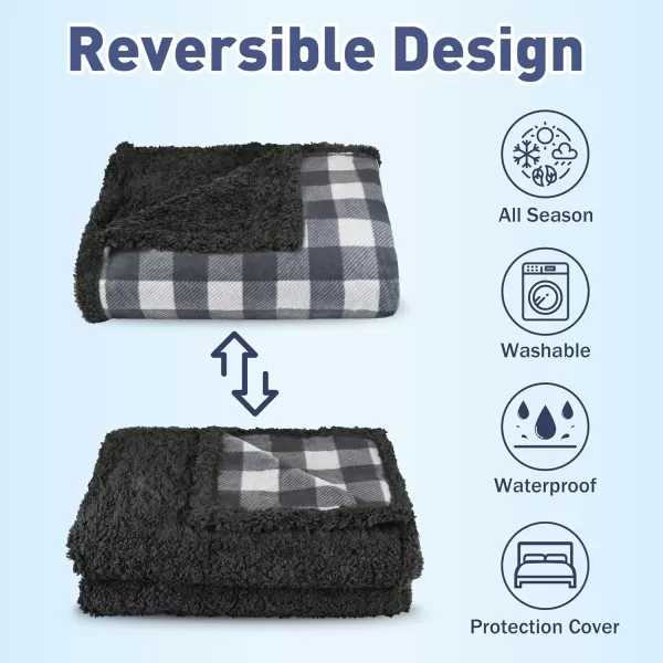 Kritter Planet Waterproof Dog Blanket Reversible Pee Proof Couch Cover for Pets Furniture Protector for Sofa Bed Washable Hair Resistant Stain ProofGrey PlaidBlack