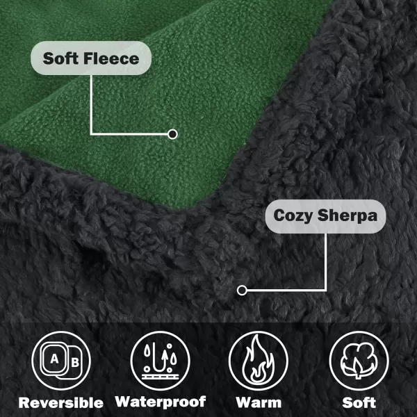 Kritter Planet Waterproof Dog Blanket Reversible Pee Proof Couch Cover for Pets Furniture Protector for Sofa Bed Washable Hair Resistant Stain ProofGreenBlack