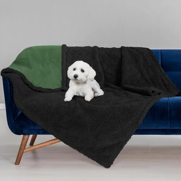 Kritter Planet Waterproof Dog Blanket Reversible Pee Proof Couch Cover for Pets Furniture Protector for Sofa Bed Washable Hair Resistant Stain ProofGreenBlack