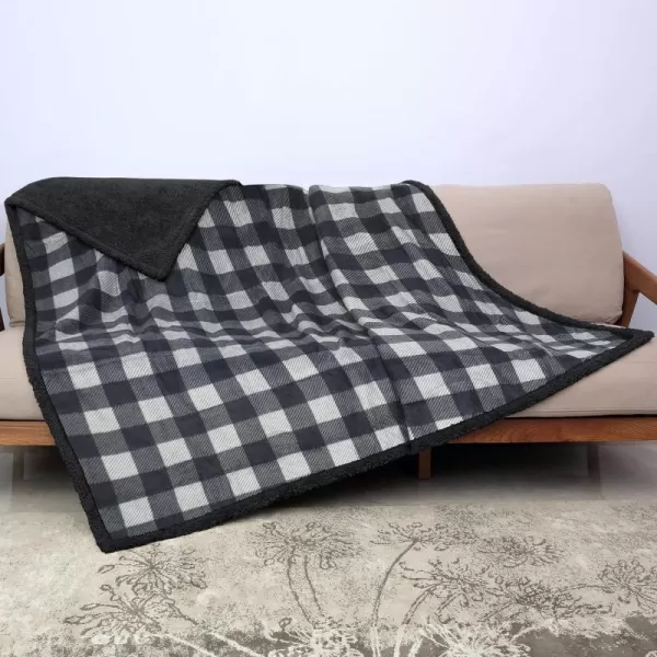 Kritter Planet Waterproof Dog Blanket Reversible Pee Proof Couch Cover for Pets Furniture Protector for Sofa Bed Washable Hair Resistant Stain ProofGrey PlaidBlack