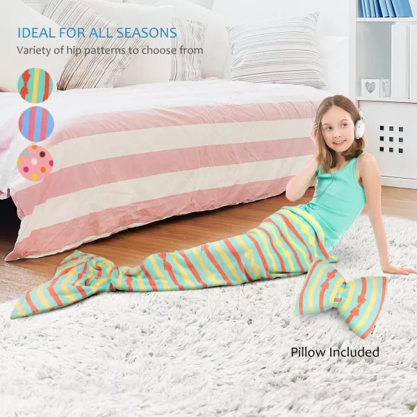 Catalonia Kids Mermaid Tail Blanket Super Soft Plush Flannel Sleeping Snuggle Blanket for Girls Rainbow Ombre Fish Scale Pattern Gift IdeaGreen