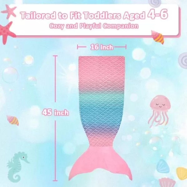 Catalonia Kids Mermaid Tail Blanket Super Soft Plush Flannel Sleeping Snuggle Blanket for Girls Rainbow Ombre Fish Scale Pattern Gift IdeaRainbow Ombre Pink Tail