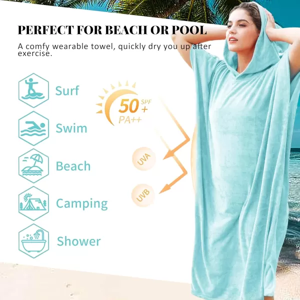 Catalonia Surf Poncho Changing Towel Robe for Adults Men Women Water Absorbent Wetsuit Change Poncho for Surfing SwimmingAqua