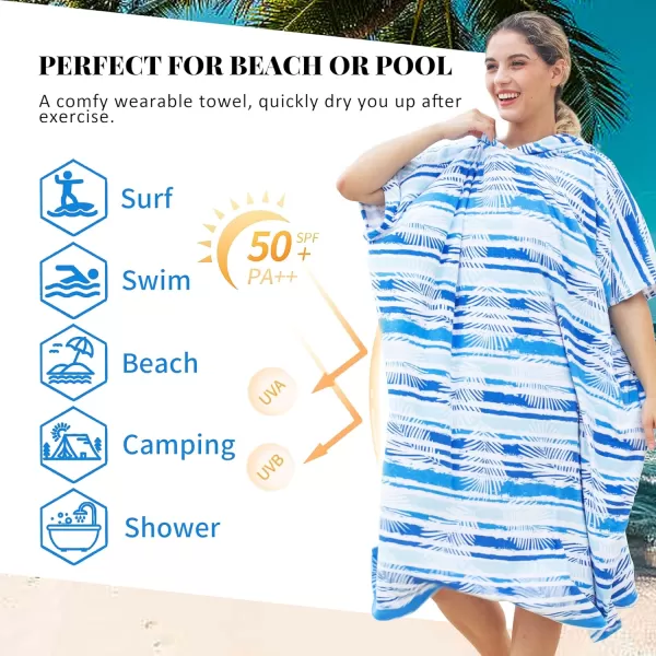 Catalonia Surf Poncho Changing Towel Robe for Adults Men Women Water Absorbent Wetsuit Change Poncho for Surfing SwimmingAqua Leaf