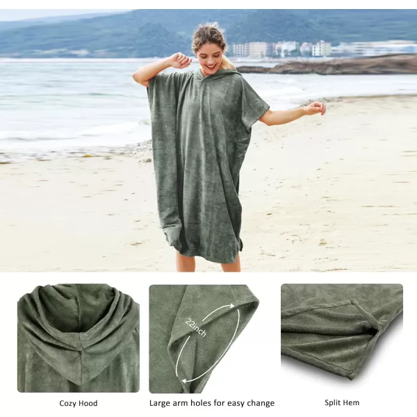 Catalonia Surf Poncho Changing Towel Robe for Adults Men Women Water Absorbent Wetsuit Change Poncho for Surfing SwimmingArmy Green