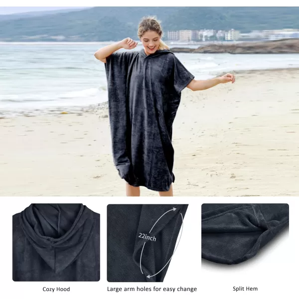 Catalonia Surf Poncho Changing Towel Robe for Adults Men Women Water Absorbent Wetsuit Change Poncho for Surfing SwimmingBlack