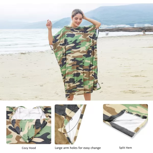 Catalonia Surf Poncho Changing Towel Robe for Adults Men Women Water Absorbent Wetsuit Change Poncho for Surfing SwimmingCamouflage