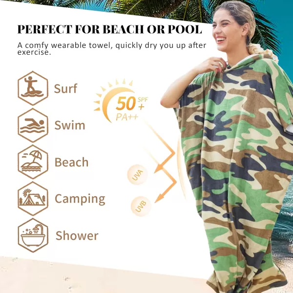 Catalonia Surf Poncho Changing Towel Robe for Adults Men Women Water Absorbent Wetsuit Change Poncho for Surfing SwimmingCamouflage