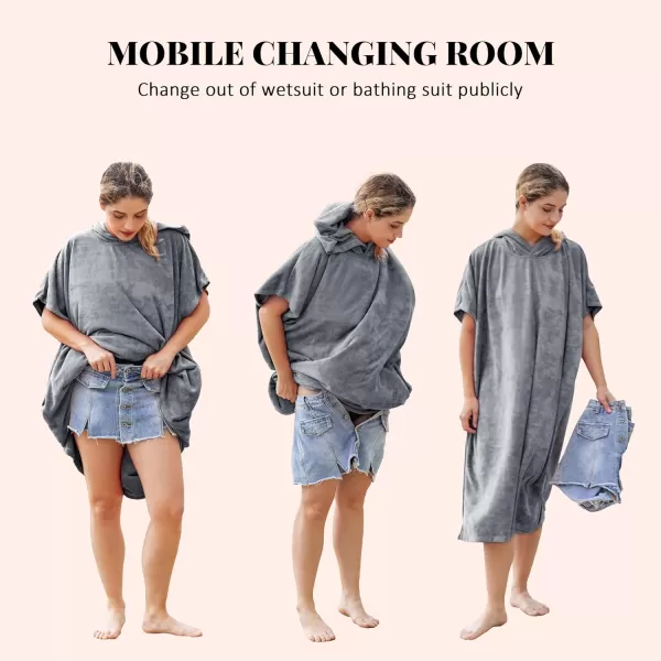 Catalonia Surf Poncho Changing Towel Robe for Adults Men Women Water Absorbent Wetsuit Change Poncho for Surfing SwimmingGrey