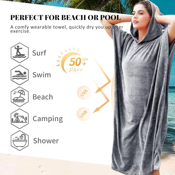 Catalonia Surf Poncho Changing Towel Robe for Adults Men Women Water Absorbent Wetsuit Change Poncho for Surfing SwimmingGrey