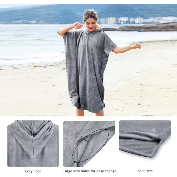 Catalonia Surf Poncho Changing Towel Robe for Adults Men Women Water Absorbent Wetsuit Change Poncho for Surfing SwimmingGrey