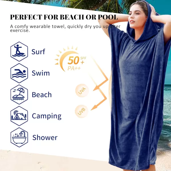 Catalonia Surf Poncho Changing Towel Robe for Adults Men Women Water Absorbent Wetsuit Change Poncho for Surfing SwimmingNavy