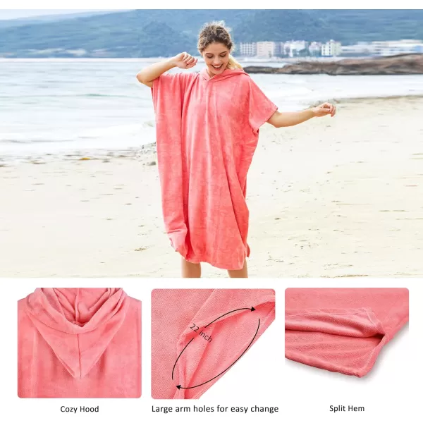 Catalonia Surf Poncho Changing Towel Robe for Adults Men Women Water Absorbent Wetsuit Change Poncho for Surfing SwimmingPeach Pink