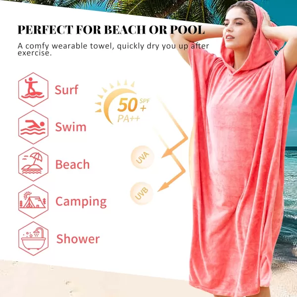 Catalonia Surf Poncho Changing Towel Robe for Adults Men Women Water Absorbent Wetsuit Change Poncho for Surfing SwimmingPeach Pink