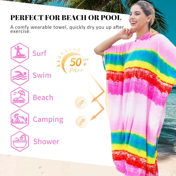 Catalonia Surf Poncho Changing Towel Robe for Adults Men Women Water Absorbent Wetsuit Change Poncho for Surfing SwimmingRainbow