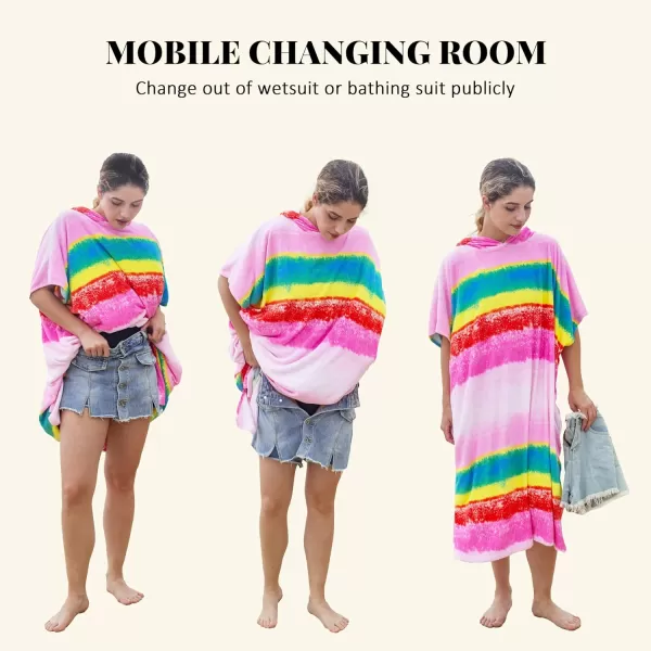 Catalonia Surf Poncho Changing Towel Robe for Adults Men Women Water Absorbent Wetsuit Change Poncho for Surfing SwimmingRainbow