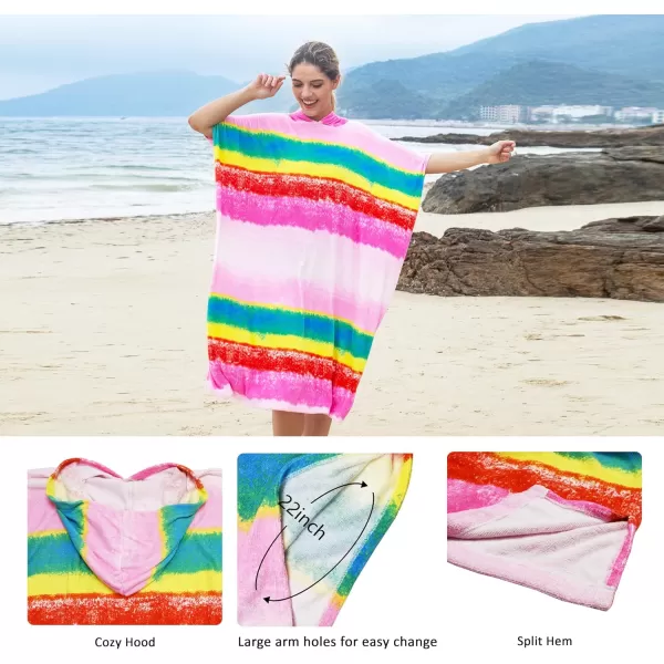 Catalonia Surf Poncho Changing Towel Robe for Adults Men Women Water Absorbent Wetsuit Change Poncho for Surfing SwimmingRainbow