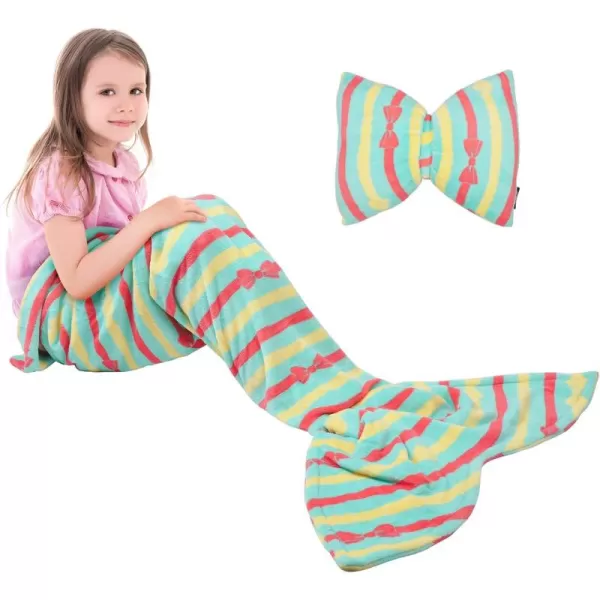 Catalonia Kids Mermaid Tail Blanket Super Soft Plush Flannel Sleeping Snuggle Blanket for Girls Rainbow Ombre Fish Scale Pattern Gift IdeaGreen