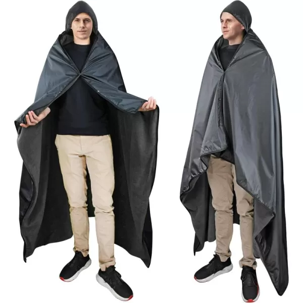 Catalonia Waterproof Blanket for Outdoors Hooded Blanket Poncho  Windproof Wearable Portable  Sport Blankets for Stadium Football Games School Sporting Events Camping TravelBlack  Black