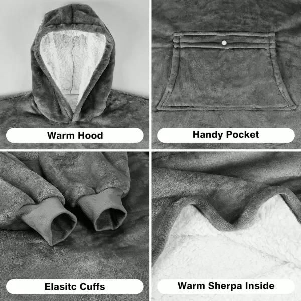 imageCatalonia Blanket Hoodie for Kids Oversized Wearable Sherpa Sweatshirt Pullover for Teens Youth Gift IdeaGray