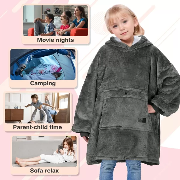 imageCatalonia Blanket Hoodie for Kids Oversized Wearable Sherpa Sweatshirt Pullover for Teens Youth Gift IdeaGray