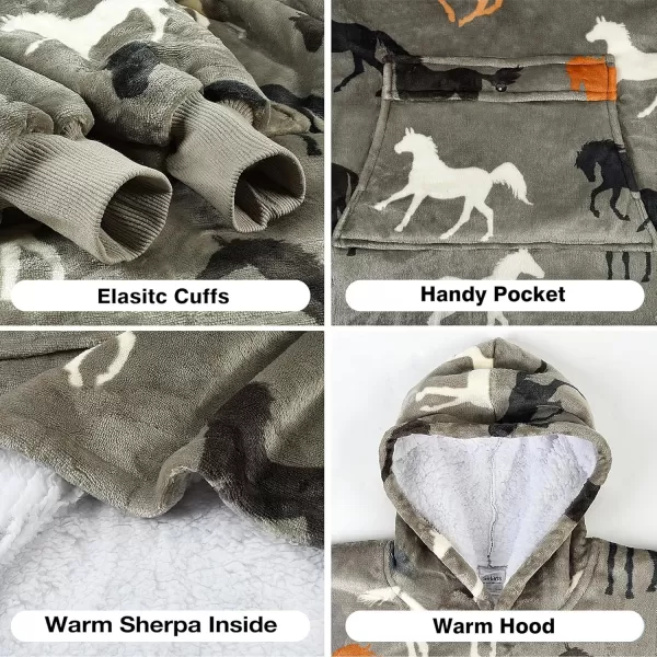 imageCatalonia Blanket Hoodie for Kids Oversized Wearable Sherpa Sweatshirt Pullover for Teens Youth Gift IdeaHorse Kids